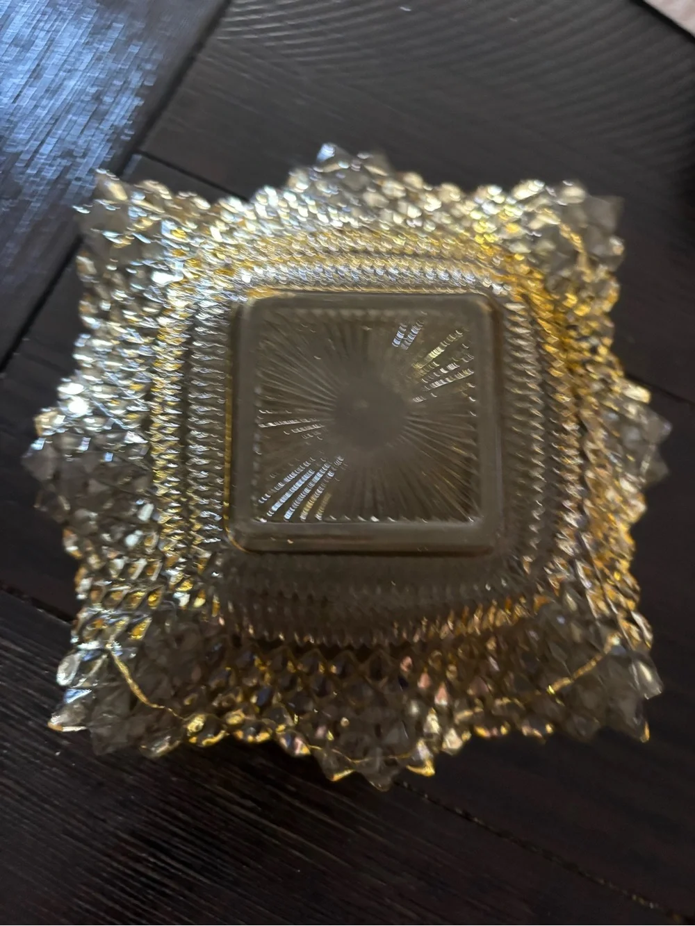 Indiana glass diamond point or a diamond cut dish